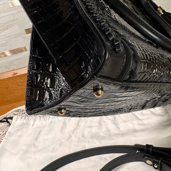 Brahmin Black Croc-Embossed Melbourne Priscilla Satchel - Picture 11 of 12